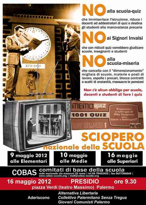 Locandina Palermo sciopero no invalsi maggio2012